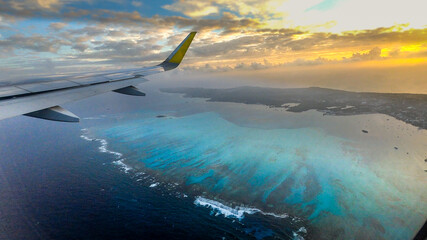 Flying over coral reef in San Andres