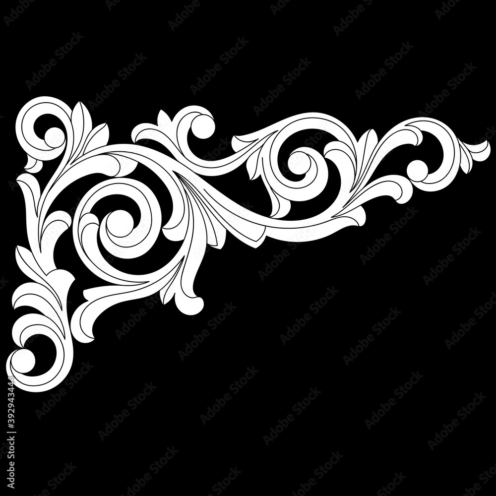 Vintage baroque ornament, corner. Retro pattern antique style acanthus. Decorative  design element filigree calligraphy vector Stock Vector | Adobe Stock, image size:1000x1000