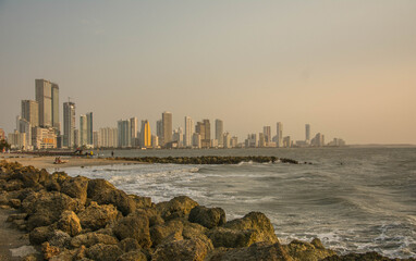 Wall Mural - Cityscape from the pier in Colombia