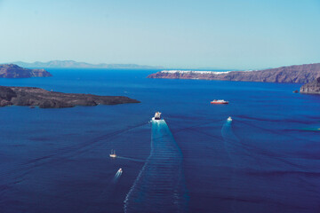 Pool and view of Santorini caldera