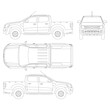 Pickup truck vector template. Truck blueprint. 4x4 car on white background. Mockup template for branding. Blank vehicle branding mockup