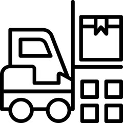 Canvas Print - 
Forklift truck with boxes on pallet, line vector icon 
