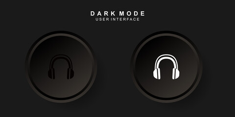 Simple Creative Headset User Interface in Neumorphism Design. Simple modern and minimalist. Smooth and soft 3D user interface. Dark mode. For website or apps design. Icon Headset Vector Illustration.