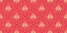 Red Background Wallpaper Seamless Pattern, Vector Image
