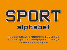 Sports Style Embroidered Stitching Alphabet Design With Uppercase, Lowercase, Numbers And Symbols