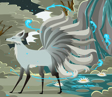 Japanese Mythology Magical Kitsune Nine Tails Fox 