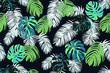 tropical palm leaves background, seamless pattern