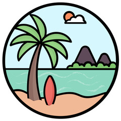 Poster - Beach View Vector 