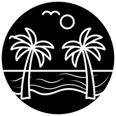 Sticker - Beach View Vector 