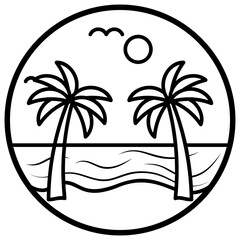 Sticker - Beach View Vector 