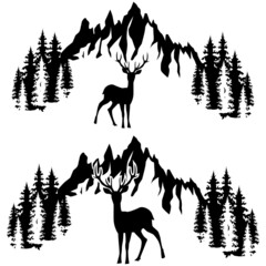 Wall Mural - hunting vector icon set. wildlife illustration sign collection. deer symbol.