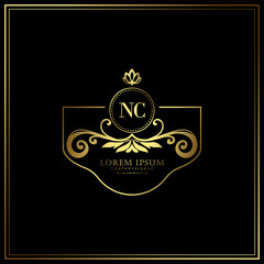 Canvas Print - NC Initial Letter Luxury Logo template in vector art for Restaurant, Royalty, Boutique, Cafe, Hotel, Heraldic, Jewelry, Fashion and other vector illustration