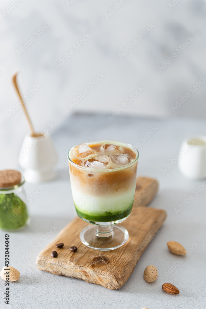 Iced matcha and espresso fusion Coffee. Iced Matcha and Espresso Latte ...