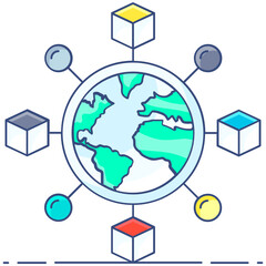 Wall Mural - a trendy flat icon of global network