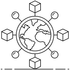 Wall Mural - a trendy flat icon of global network