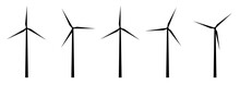 A Set Of Wind Turbines. Isolated Flat Icon Symbol. Vector Illustration.