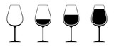 Fototapeta Do przedpokoju - A set of glasses of wine from empty to full. Isolated flat icon symbol. Vector illustration.