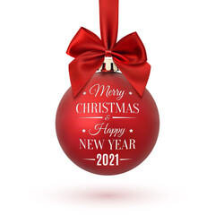 Poster - Merry Christmas and Happy New Year 2021 christmas tree ball.