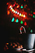 © Alp Peker - hot chocolate in a cup with still life christmas decoration and christmas lights