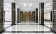 © scaliger - Clean floor in commercial lobby, marble shiny tiles in office hall