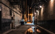 Leinwandbild Motiv Dark abandoned alley at night downtown Chicago