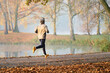© baranq - Autumn run in the park, male runner exercising at morning
