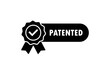 Patented icon. Registered intellectual property, patent license certificate submission. Vector on isolated white background. EPS 10