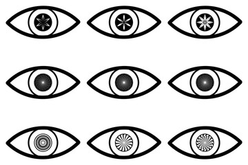 Wall Mural - Abstract eye icon - black and white - set