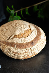 sourdough rye bread loaf black dough organic portion on the table serving healthy meal snack ingredient top view copy space for text food background rustic