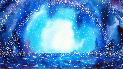 Wall Mural - light at the end of the tunnel spiritual mind mental positive thinking watercolor painting illustration design