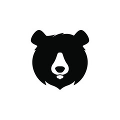 simple bear head logo in silhouette vector