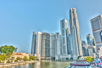 Poster - Downtown Singapore skyline, HDR Image