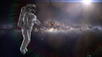 Wall Mural - astronaut in empty space, spaceman flying free