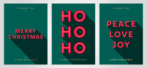 Wall Mural - christmas card design template. merry christmas card set with 3d creative text typography. merry chr