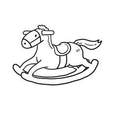 Cute Rocking horse illustration outline stroke