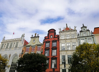 Canvas Print - View of the old traditional architecture at the city center of Gdansk in Poland