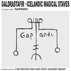 Poster - vector icon with ancient Icelandic magical staves Gapandi. Symbol means and is used for protection and fight against magic