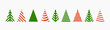Christmas trees shapes icons set.