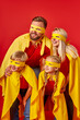 © Roman - brave parents and children insuperhero costume. family power concept. family pretend being superheroes, hope for success and leadership
