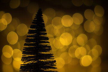 Christmas Tree With Blurred Lights Background.
Christmas Background And Decoration.