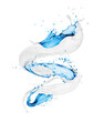 © Krafla - Milk with water splashes twisted in the shape of a spiral on white background