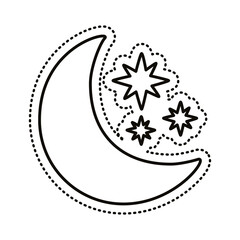 Canvas Print - moon and stars sticker line style icon