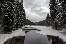 Scenic View Of Lightning Lake In Winter