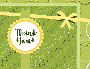 Poster - Design template for cute Thank you card . Template for scrapbooking with hand drawn doodle patterns. For birthday, anniversary, party invitations. Vector