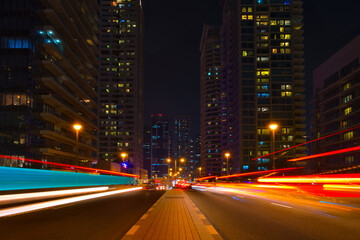 Long exposure photography of Dubai at night