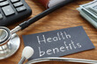 © Andrii - Health benefits is shown on the business photo using the text