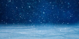 Fototapeta  - Winter night landscape with falling snow