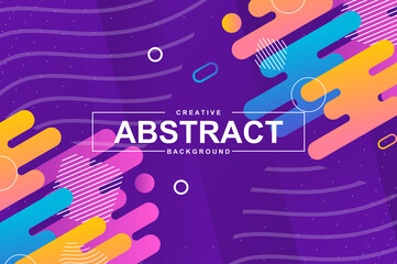 Poster - Abstract design with dynamic shapes in memphis style. Colorful creative background for landing page, web banner or wallpaper. Minimal composition, flat backdrop with header vector Illustration.