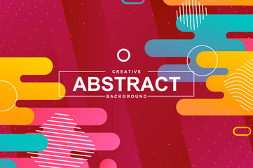 Aufkleber - Abstract design with dynamic shapes in memphis style. Colorful creative background for landing page, placard, banner or wallpaper. Minimal composition, flat backdrop with header vector Illustration.
