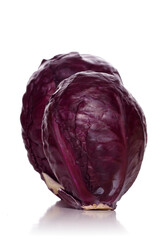 Wall Mural - Red cabbage on white background